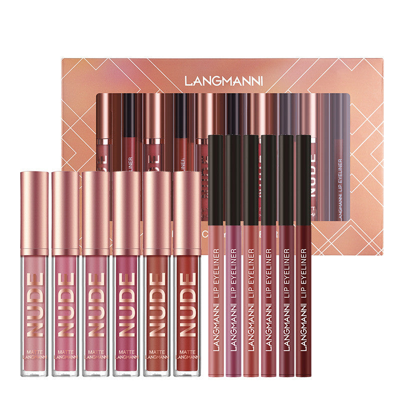 Delineador de labios y lápiz labial maquillaje 12 piezas Set 6 lápiz labial mate 6 delineadores de labios lápiz labial mate resistente al agua de larga duración