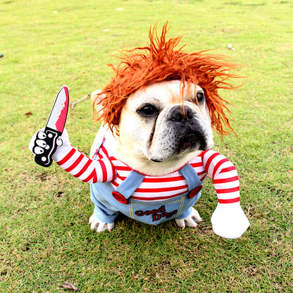 Fantasia de Halloween para animais de estimação Fantasia de cosplay de cachorro ajustável