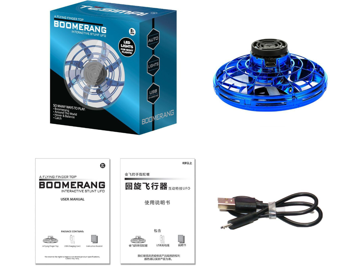 Mini dedo giroscópio interativo brinquedo de descompressão drone led tipo ufo helicóptero voador brinquedo giratório crianças boomerang