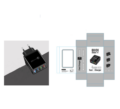 Carregador usb carga rápida 3.0 4 portas adaptador de telefone para huawei iphone 12 tablet portátil carregador móvel parede carregador rápido