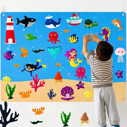 Children's Early Education 3DIY Three-dimensional Felt Game Pack Story Board Learning Board Printing Dinosaur Animal