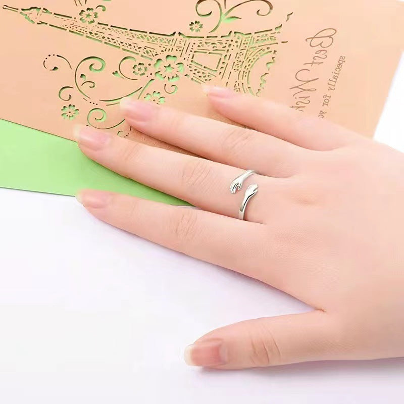 European And American Creative Love Hugging Opening Adjustable Ring