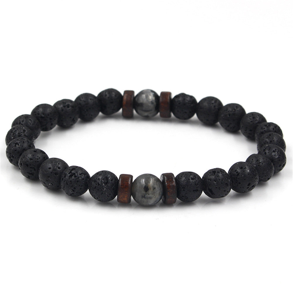 PersonalidadPulsera de piedra volcánica negra para hombre