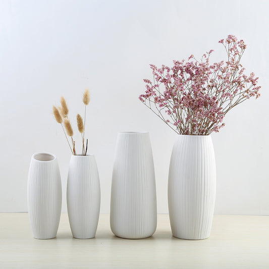 Decoration white ceramic vase