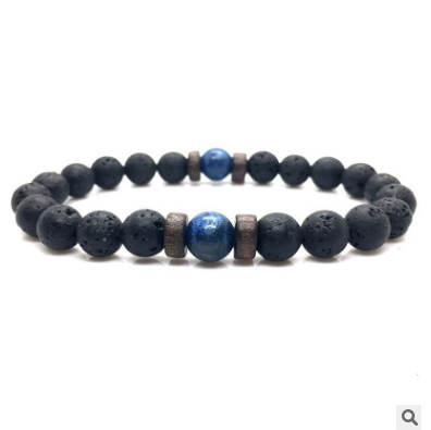 PersonalidadPulsera de piedra volcánica negra para hombre