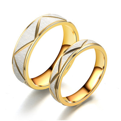 Titanium steel couple ring 24K gold plated stainless steel ring