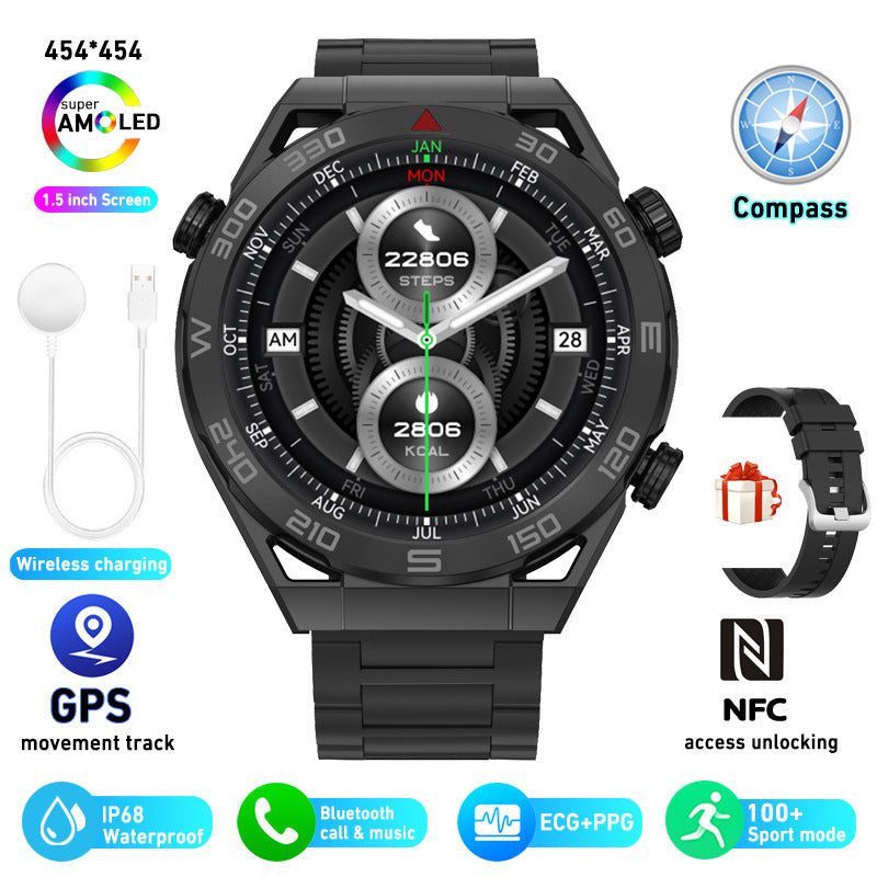 ECG PPG Bluetooth que chama o Smart Watch sem fio do carregador de GPS do compasso