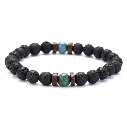 PersonalidadPulsera de piedra volcánica negra para hombre