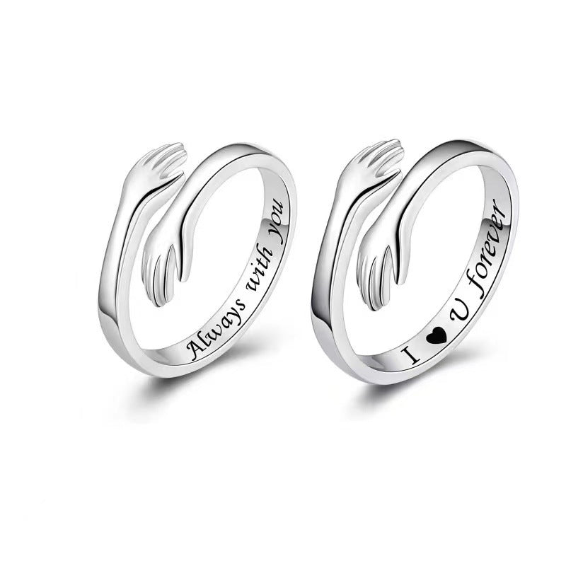 European And American Creative Love Hugging Opening Adjustable Ring