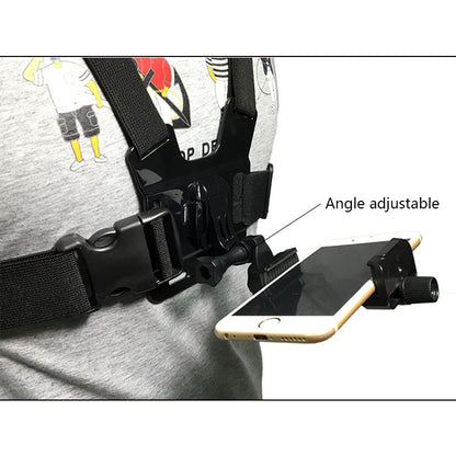 Correas ajustables para cámara de acción con clip para teléfono móvil con soporte para correa de arnés de montaje en el pecho para teléfono móvil