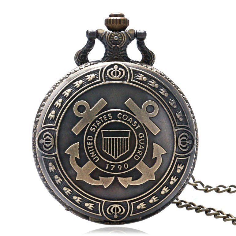 Bronze United States Coast Guard 1790 Theme Pocket Watch