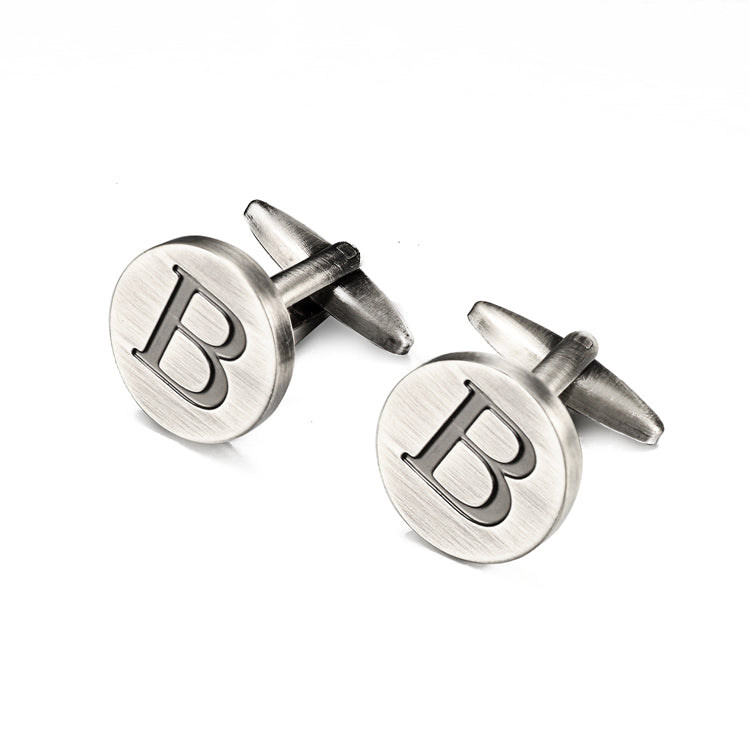 Men's antique silver letters French shirt cufflinks