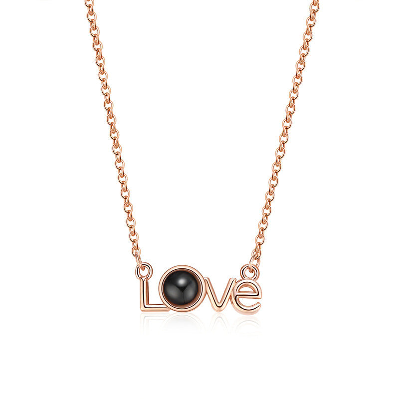 LOVE Shape Pendant Necklace Projection Jewelry