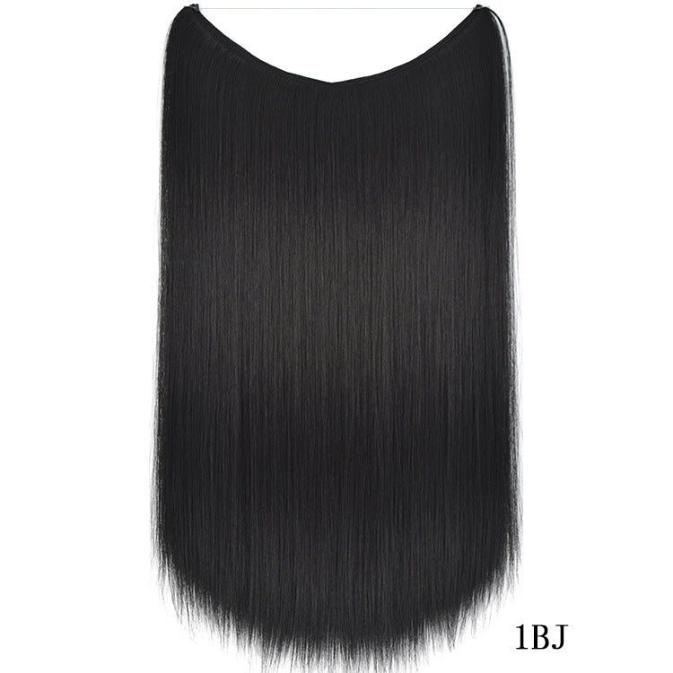 Invisible Wire No Clips in Hair Extensions Secret Fish Line Hairpieces Silky Straight Synthetic