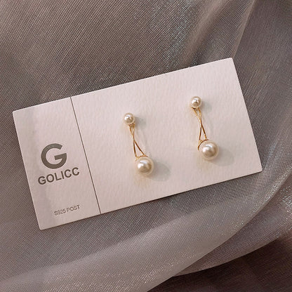 Pendientes de perlas cruzadas con aguja de plata 925 galvanizada