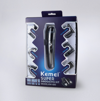 Kemei 6 em 1 recarregável aparador de cabelo titânio máquina de cortar cabelo barbeador elétrico aparador de barba ferramentas estilo masculino máquina de barbear