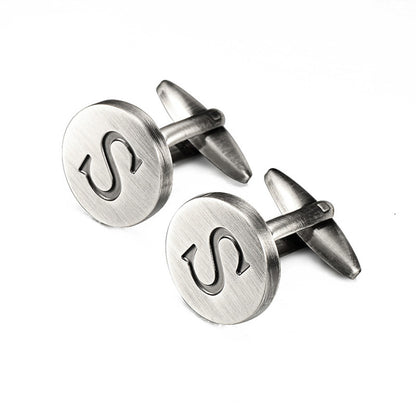 Men's antique silver letters French shirt cufflinks