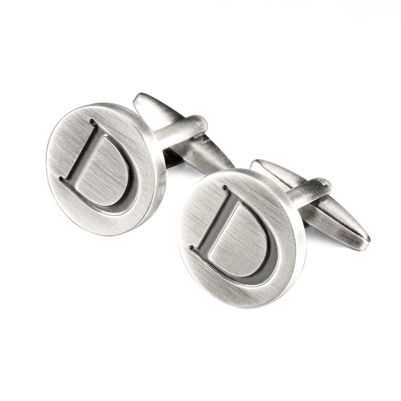 Men's antique silver letters French shirt cufflinks