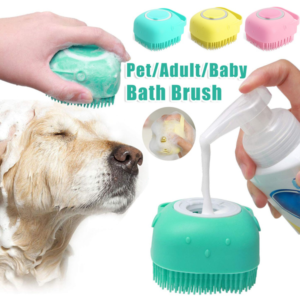 Silicone cão banho massagem luvas escova pet gato ferramenta de limpeza do banheiro pente escova para cão pode derramar shampoo cão aliciamento suprimentos