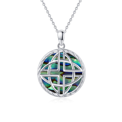 Celtic Chain Necklace for Women S925 Sterling Silver Celtic Knot Jewelry Abalone Shell Necklace Gifts for Women Girls