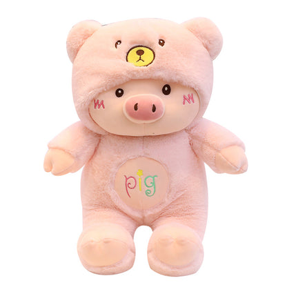 Cartoon  Doll Plush Teddy Bear Hat Pig Doll