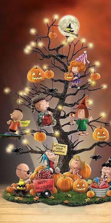 Árbol de escritorio de árbol de dibujos animados de acrílico de Halloween