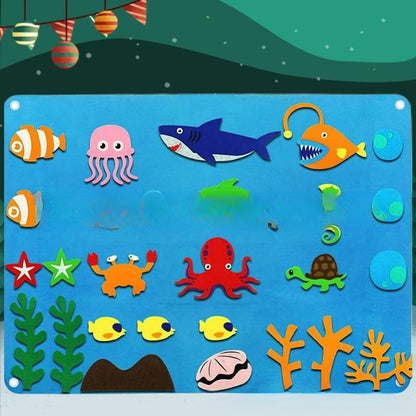 Juego de fieltro tridimensional 3DIY para educación temprana para niños, tablero de historia, tablero de aprendizaje, estampado de dinosaurio, Animal