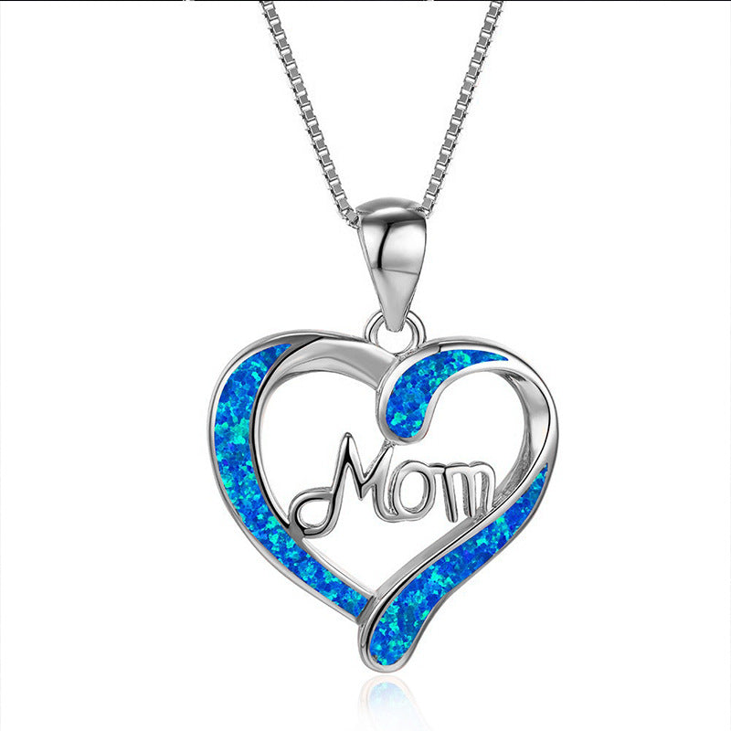 Collar con colgante de letra MOM en forma de amor, joyería de regalo para el día de la madre