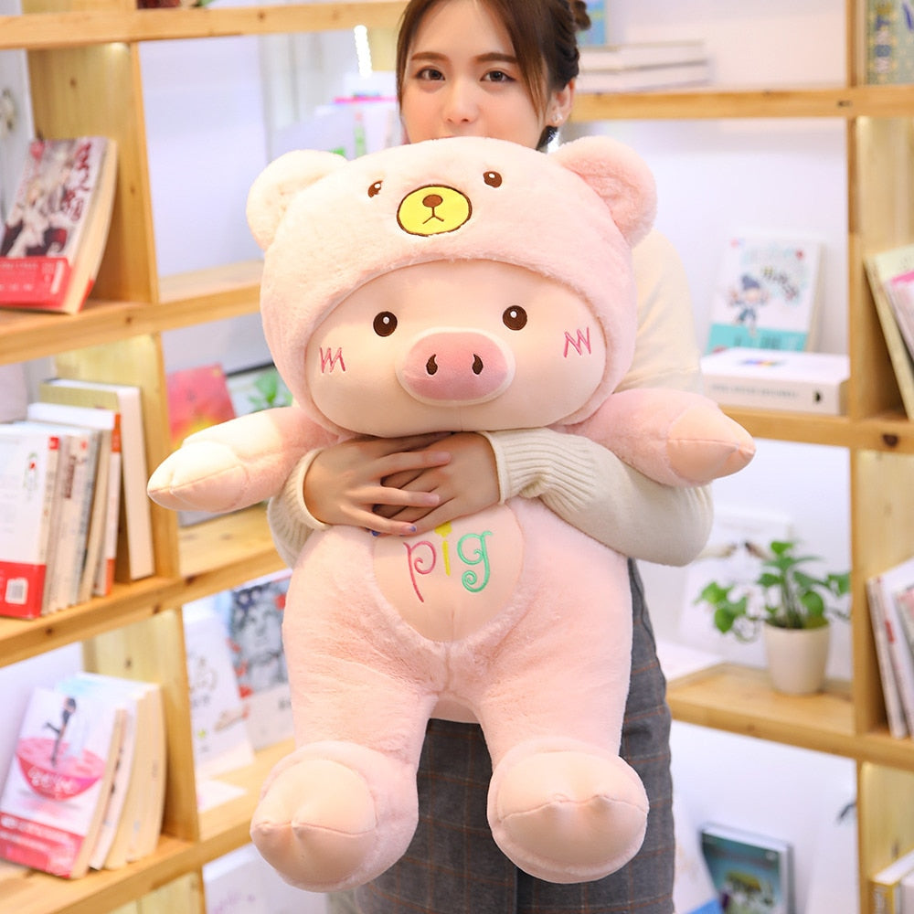 Cartoon  Doll Plush Teddy Bear Hat Pig Doll