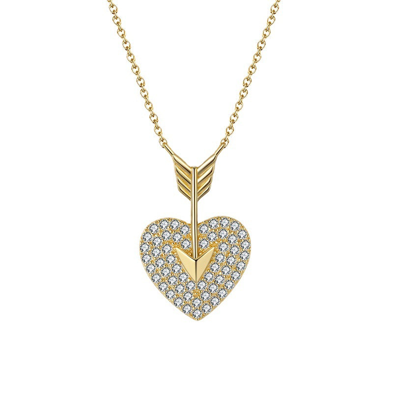 Sterling Silver, Gold Diamond Necklace Heart Shaped