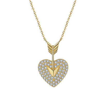 Sterling Silver, Gold Diamond Necklace Heart Shaped