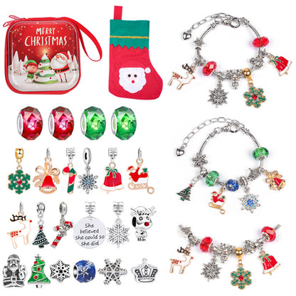 Conjunto de pulsera de moda infantil con muñeco de nieve navideño