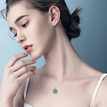 Collar de cadena celta para mujer de plata de ley S925 con nudo celta, joyería de concha de abulón, regalo para mujeres y niñas 