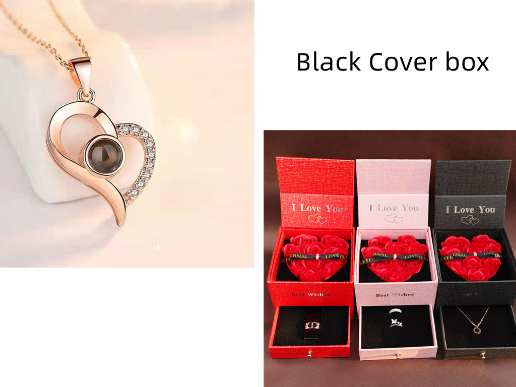 Hot Valentine's Day Gifts, Metal Rose Jewelry Gift Box, Necklace For Wedding, Girlfriend Gifts