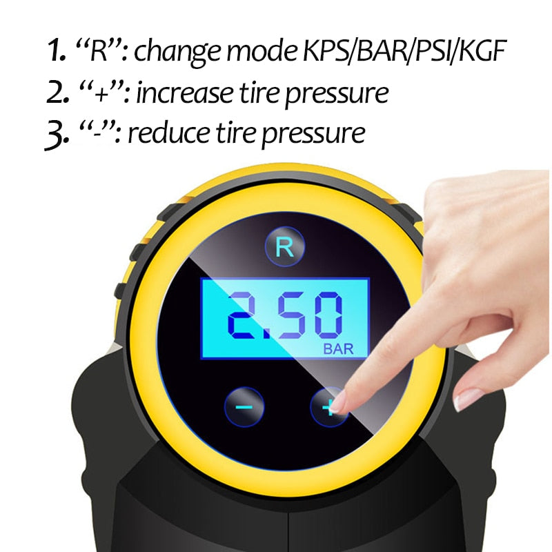 Bomba de compressor de ar inteligente para carro digital LED portátil portátil automático