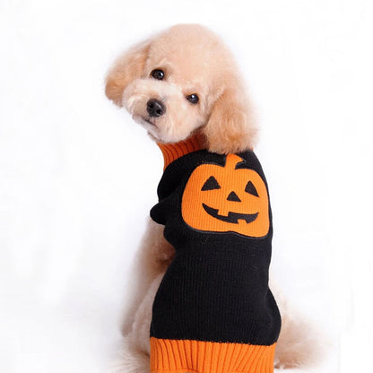 Suéter de malha de abóbora para cachorro de Halloween para animais de estimação