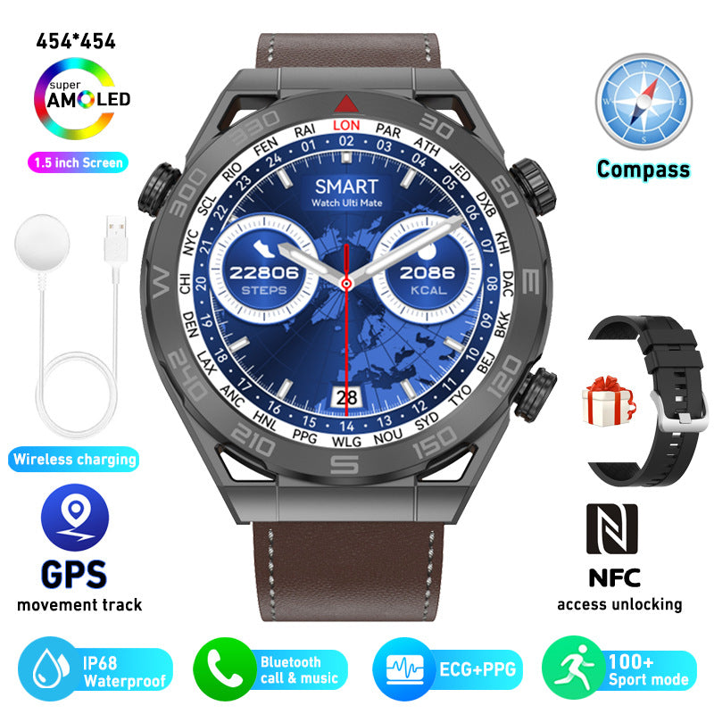 ECG PPG Bluetooth que chama o Smart Watch sem fio do carregador de GPS do compasso