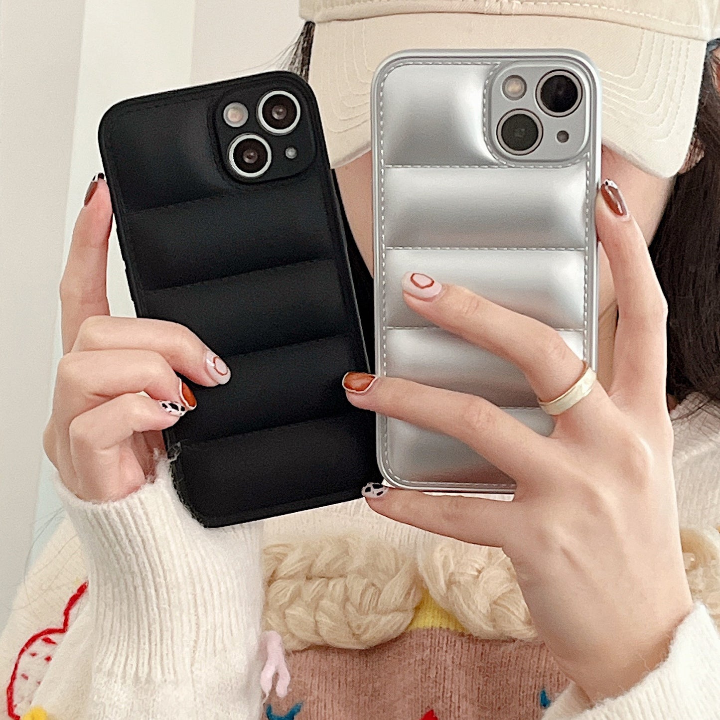 Solid Colour Down Jacket Phone Case Protective Sleeve