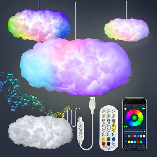 USB Cloud Light APP Controle Sincronização de Música 3D RGBIC Luz Ambiente Simulação de Relâmpago Nuvens Quarto Luz da Sala