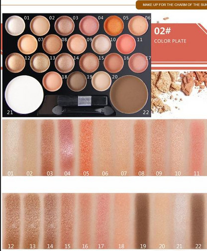 Conjunto de paleta de sombras e dourados com 22 cores