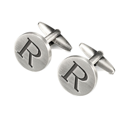 Men's antique silver letters French shirt cufflinks