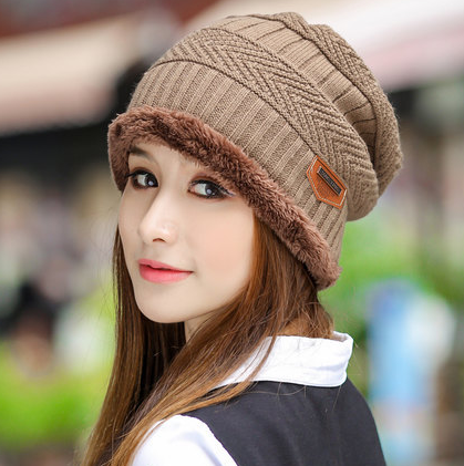 Knit Hat Winter Thick Cap Head Warmer