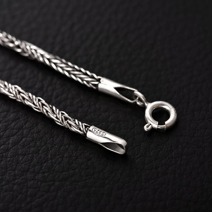 925 Silver 2.0 Braided Necklace Men's Tide Brand Retro