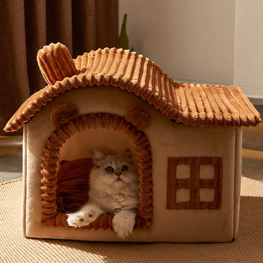 Cama para animais de estimação em casa quente de inverno