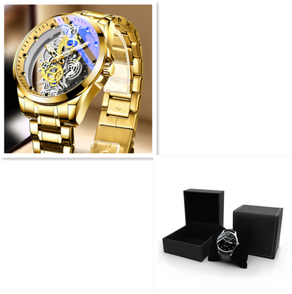 Men Watch Skeleton Automatic Quartz Watch Gold Skeleton Vintage Man Watch