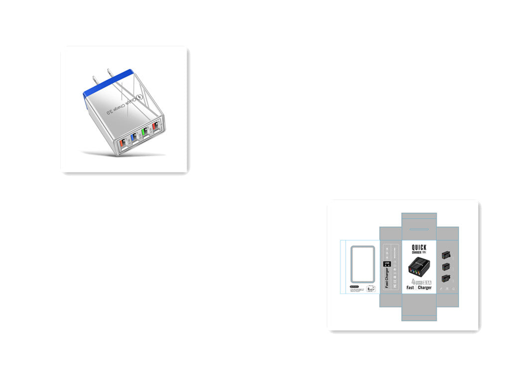 Cargador USB de carga rápida 3,0, adaptador de teléfono de 4 puertos para tableta Huawei IPhone 12, cargador móvil de pared portátil, cargador rápido