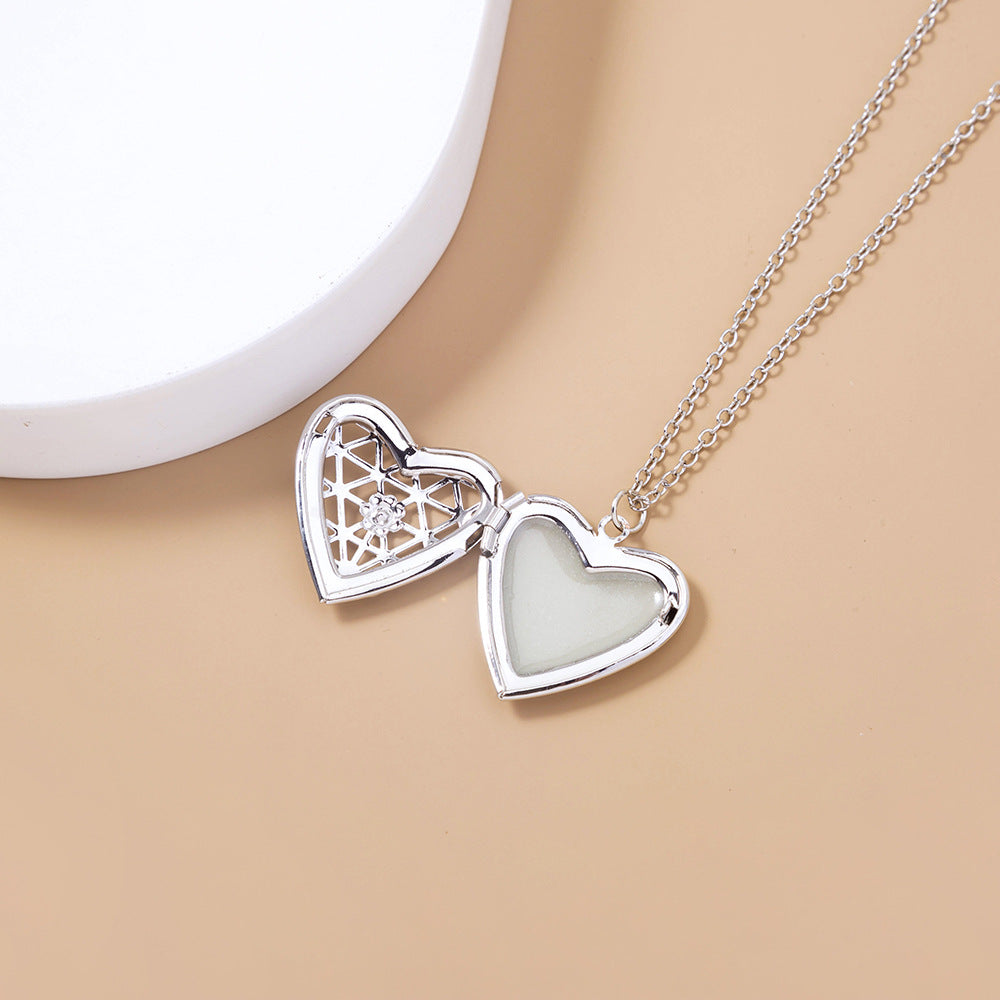 Hollow Luminous Heart Necklace Pendant