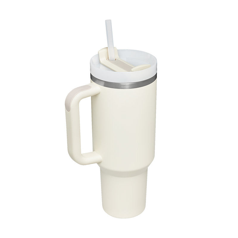 Thermal Mug 40oz Straw Coffee Insulation Cup With Handle, Portable Car Stainless Steel Water Bottle