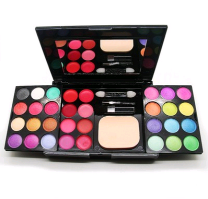 Caja de maquillaje 24 sombras de ojos 8 barras de labios 4 rubores 3 polvos 39 discos de maquillaje de colores bandeja de maquillaje combinada