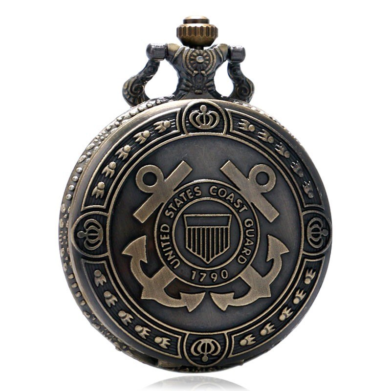 Bronze United States Coast Guard 1790 Theme Pocket Watch